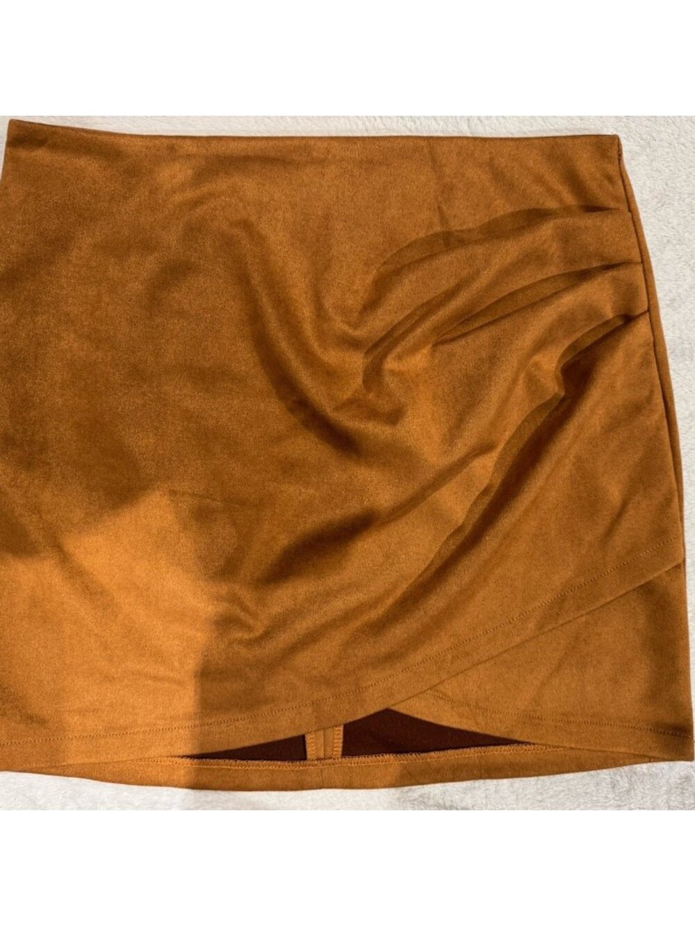 Women's Brown Mid Rise Bodycon Faux Leather Mini Skirt Brown Sz XL